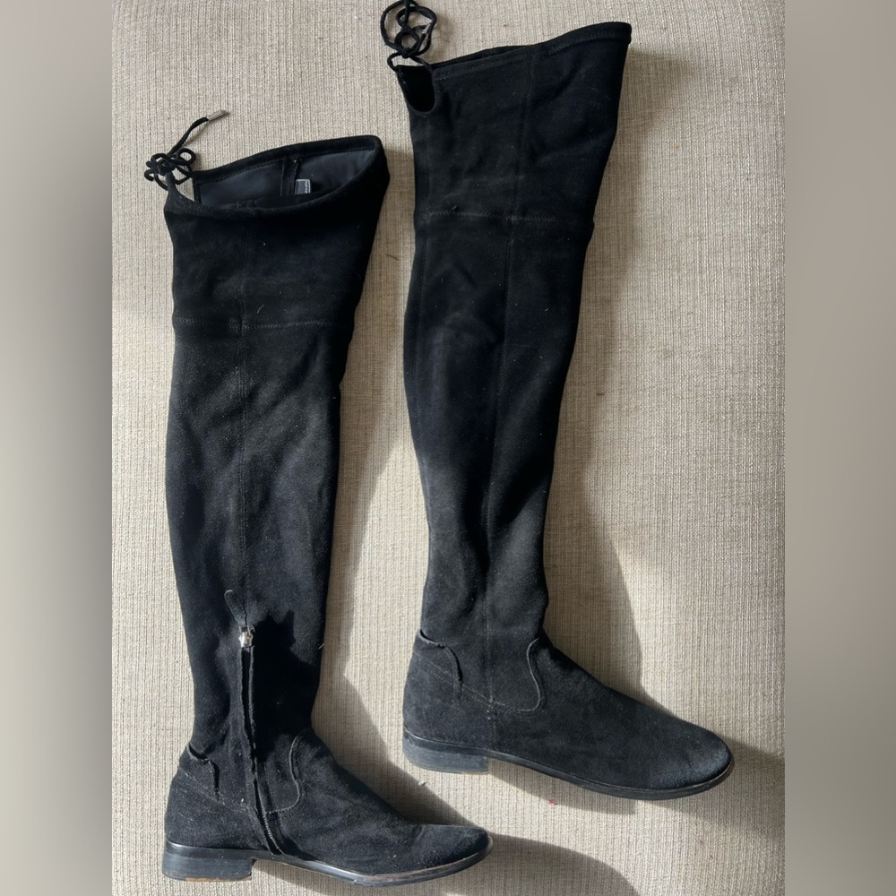 Over the knee suede black boots